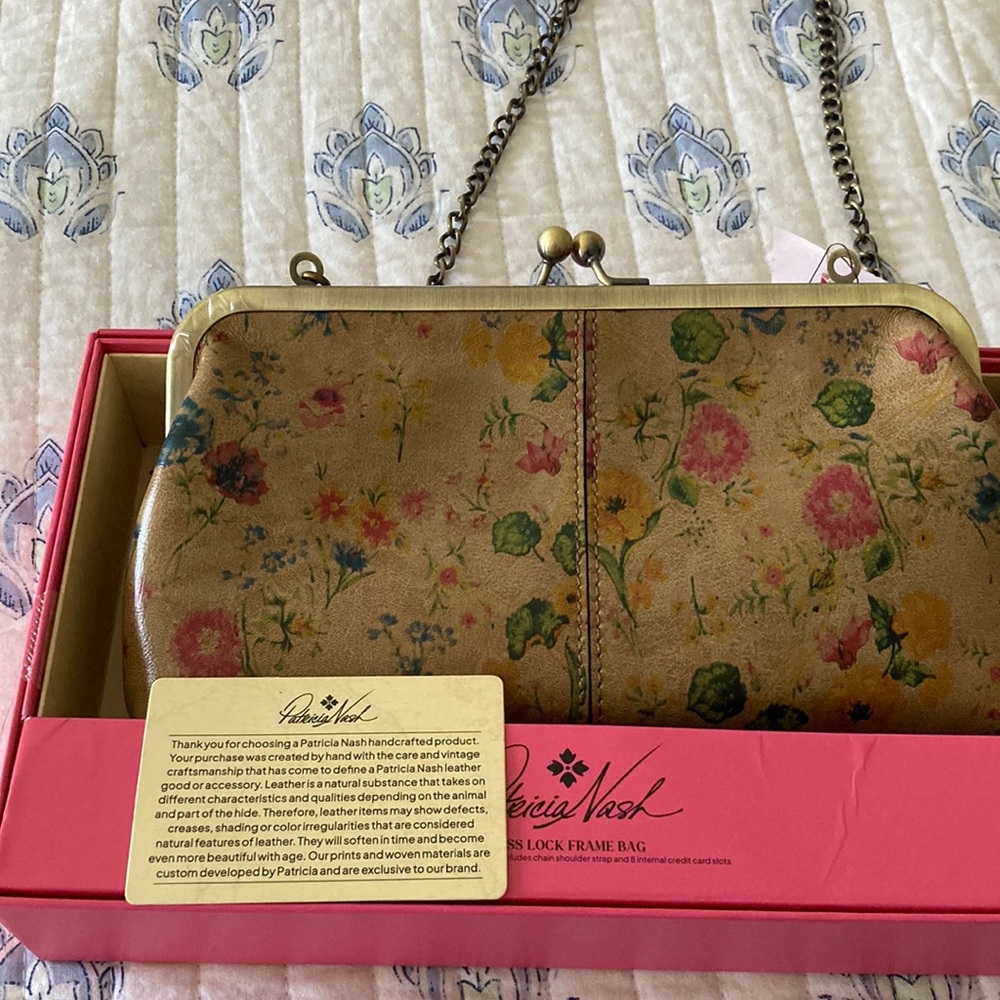 Patricia Nash Brown Clutch with Floral Design